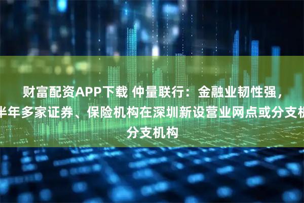 财富配资APP下载 仲量联行：金融业韧性强，上半年多家证券、保险机构在深圳新设营业网点或分支机构